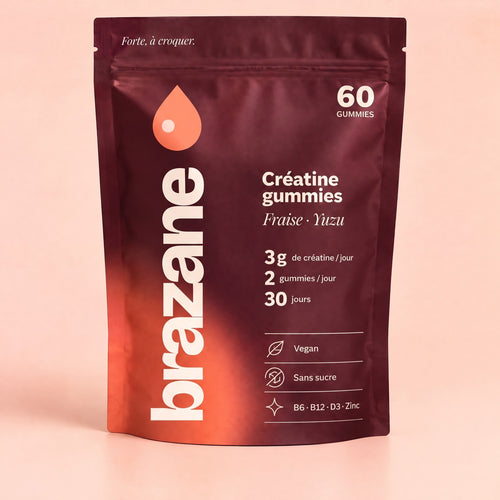 Sachet Brazane Créatine gummies Fraise–Yuzu, 60 gummies