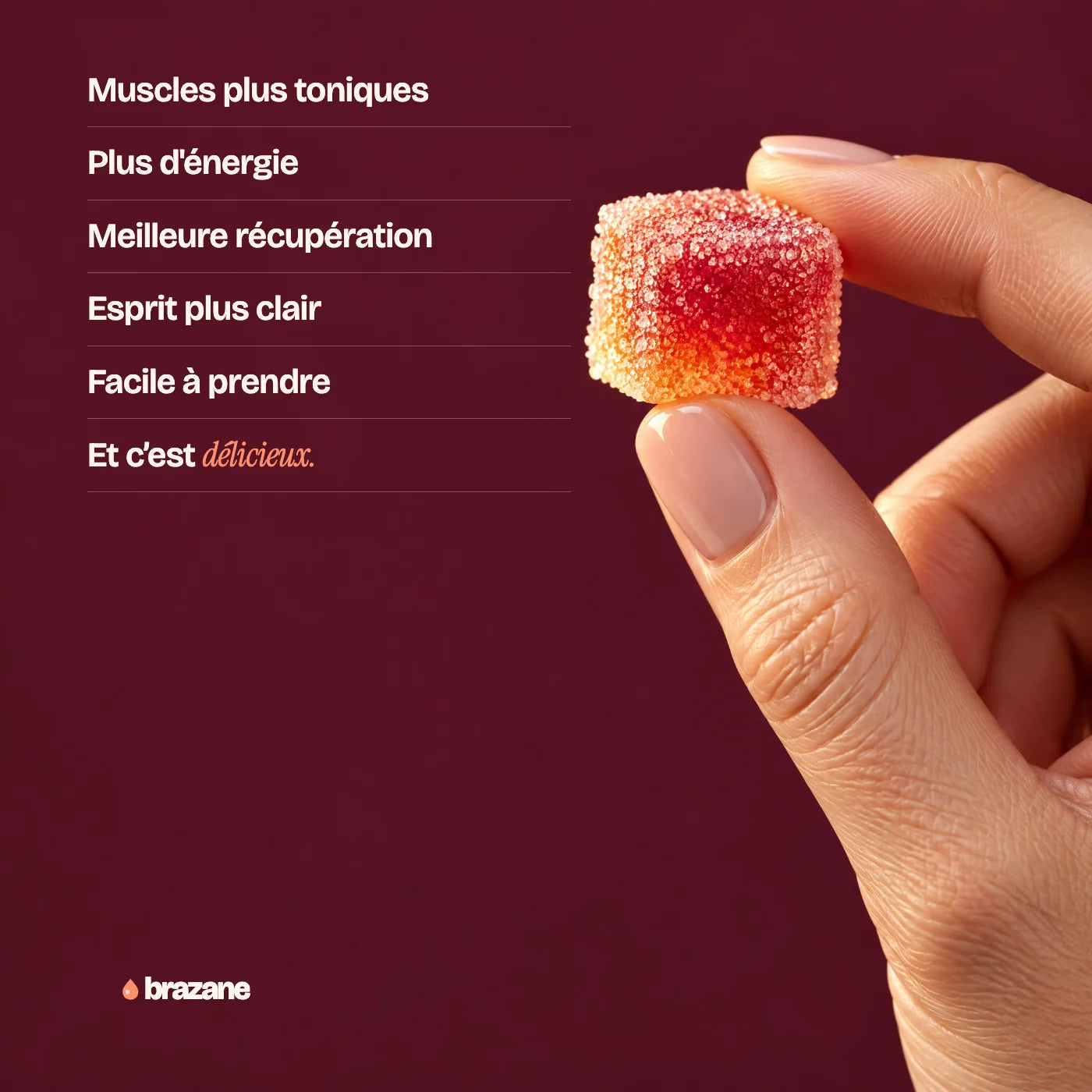 Bénéfices : muscles plus toniques, plus d'énergie, meilleure récupération, esprit plus clair, facile à prendre, et c'est délicieux